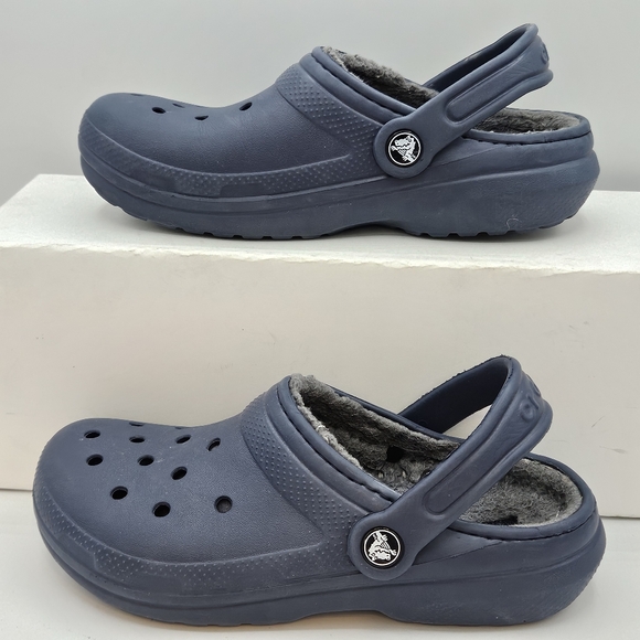 CROCS Other - Crocs  blue classic gray fleece lined slipon clog sandals size 3